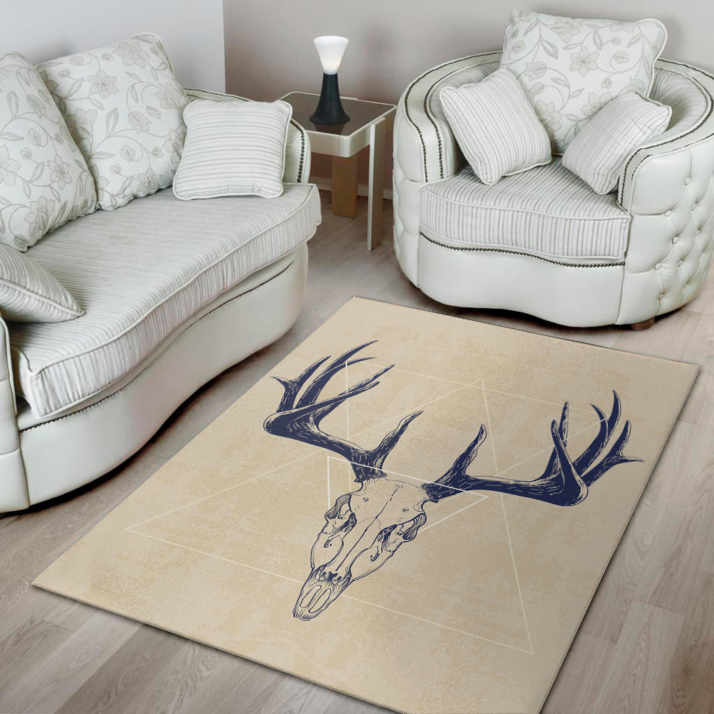 Vintage Deer Skull Print Area Rug
