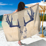 Vintage Deer Skull Print Beach Sarong Wrap