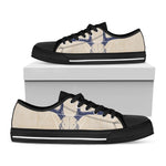 Vintage Deer Skull Print Black Low Top Shoes 