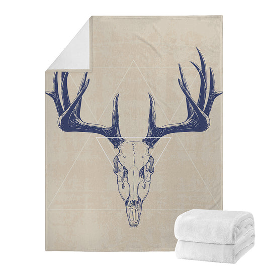 Vintage Deer Skull Print Blanket