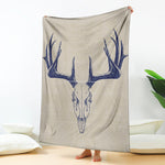 Vintage Deer Skull Print Blanket