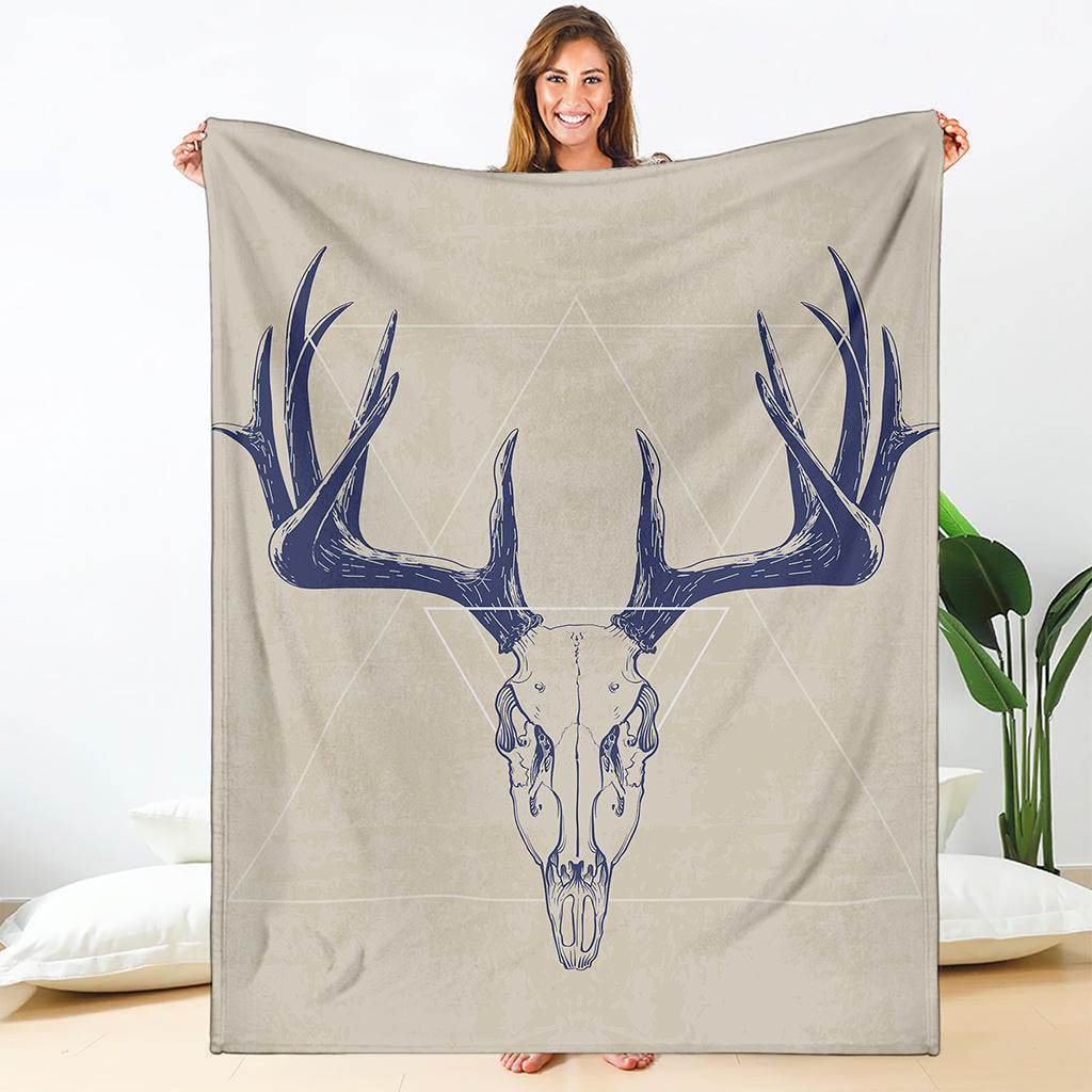 Vintage Deer Skull Print Blanket
