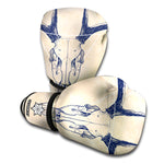 Vintage Deer Skull Print Boxing Gloves