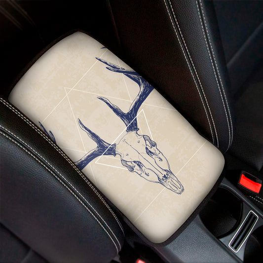 Vintage Deer Skull Print Car Center Console Cover