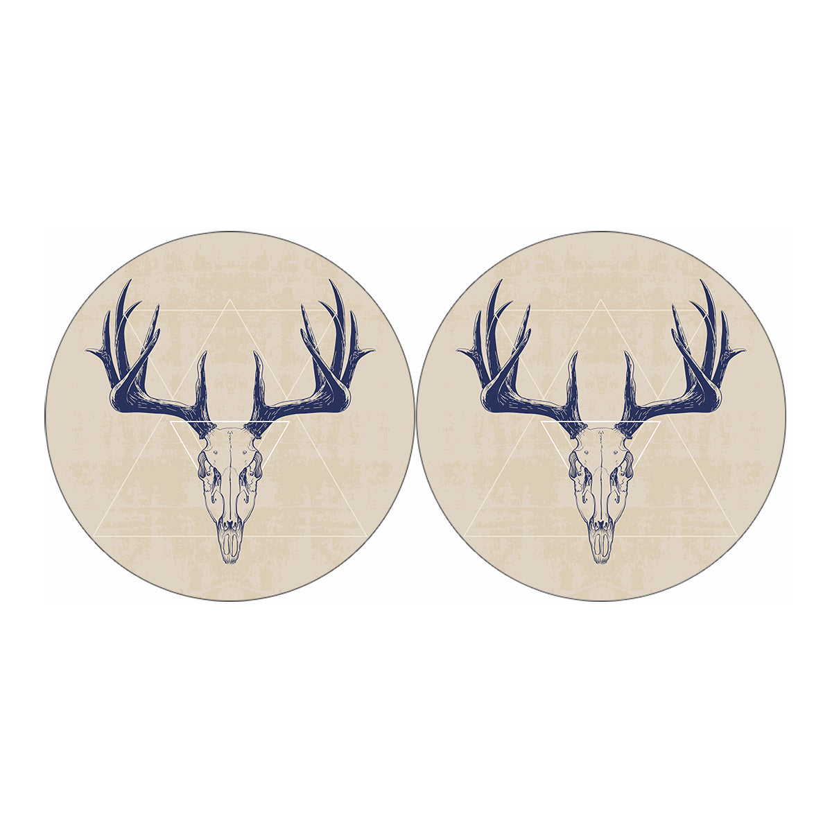 Vintage Deer Skull Print Car Coasters