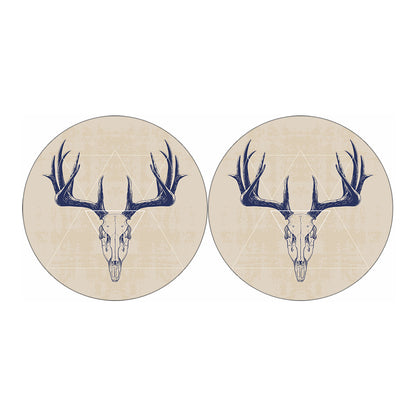 Vintage Deer Skull Print Car Coasters