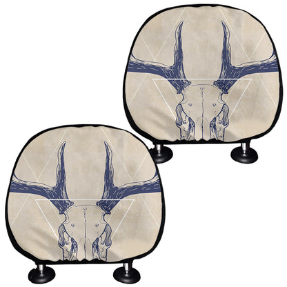 Vintage Deer Skull Print Car Headrest Covers