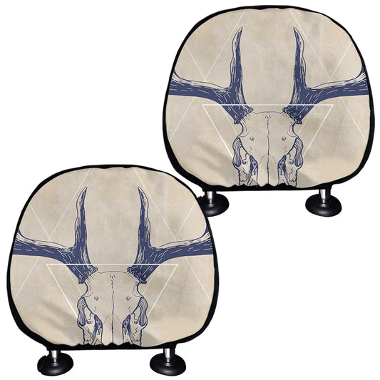 Vintage Deer Skull Print Car Headrest Covers