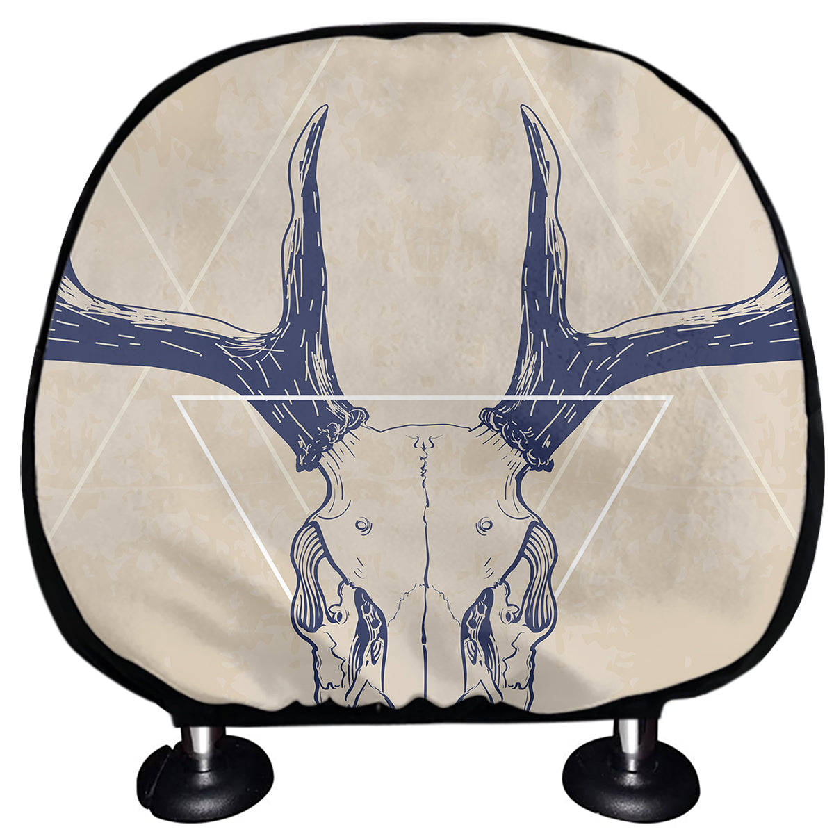 Vintage Deer Skull Print Car Headrest Covers