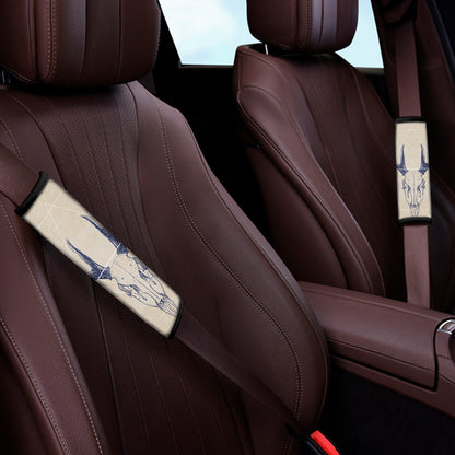 Vintage Deer Skull Print Car Seat Belt Covers