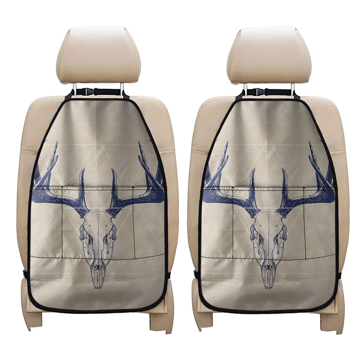 Vintage Deer Skull Print Car Seat Organizers