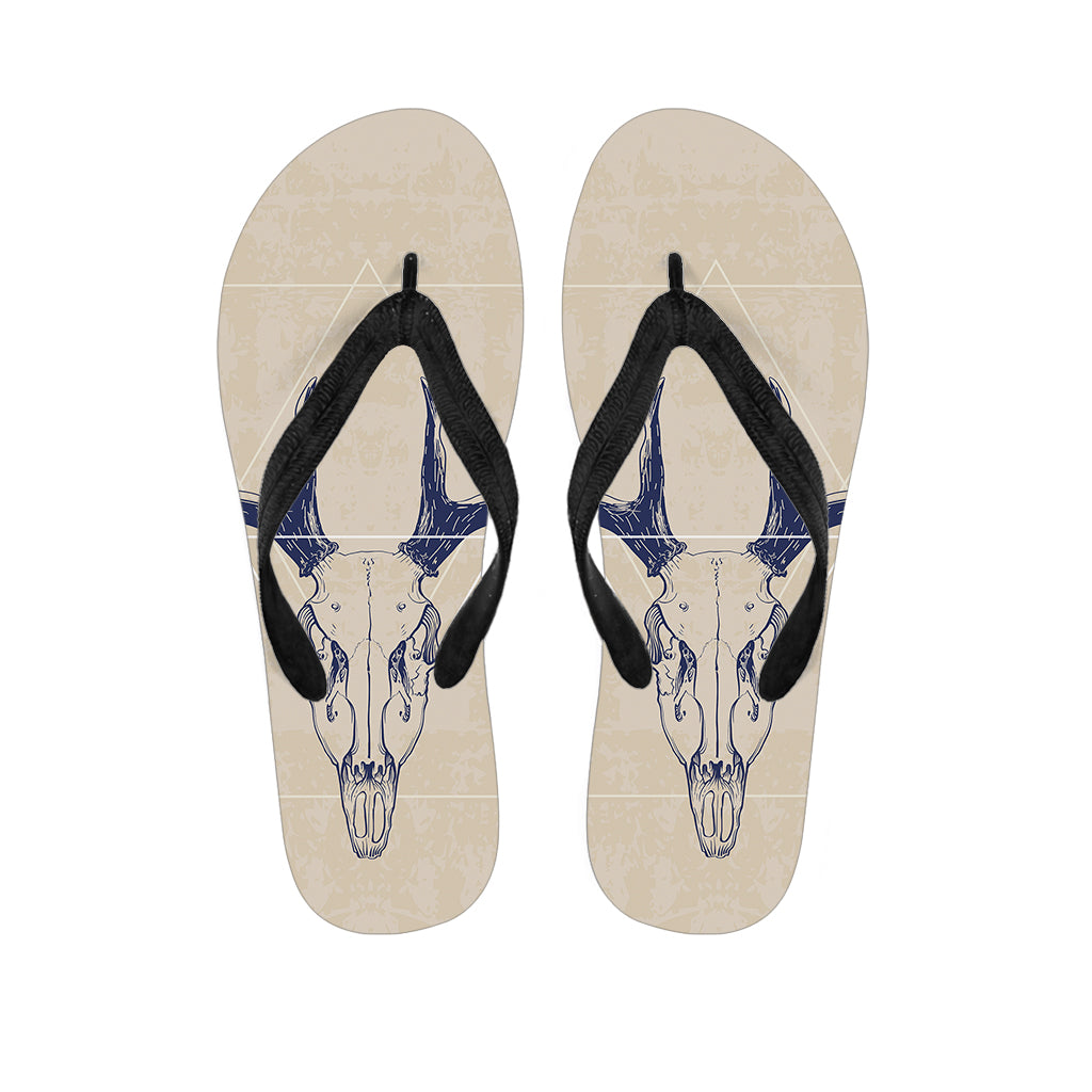 Vintage Deer Skull Print Flip Flops