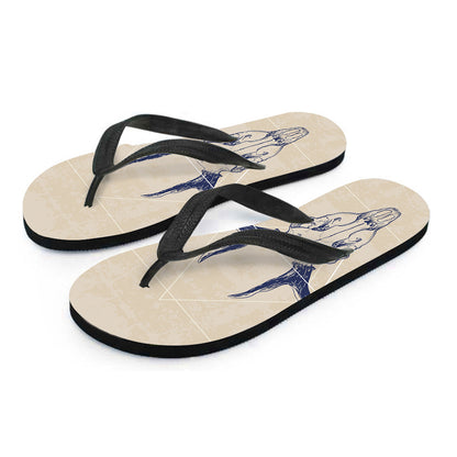 Vintage Deer Skull Print Flip Flops