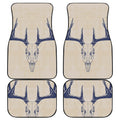 Vintage Deer Skull Print Front and Back Car Floor Mats