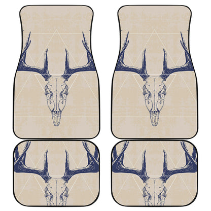 Vintage Deer Skull Print Front and Back Car Floor Mats