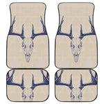 Vintage Deer Skull Print Front and Back Car Floor Mats
