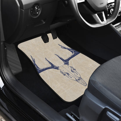 Vintage Deer Skull Print Front and Back Car Floor Mats