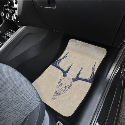 Vintage Deer Skull Print Front Car Floor Mats