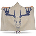 Vintage Deer Skull Print Hooded Blanket