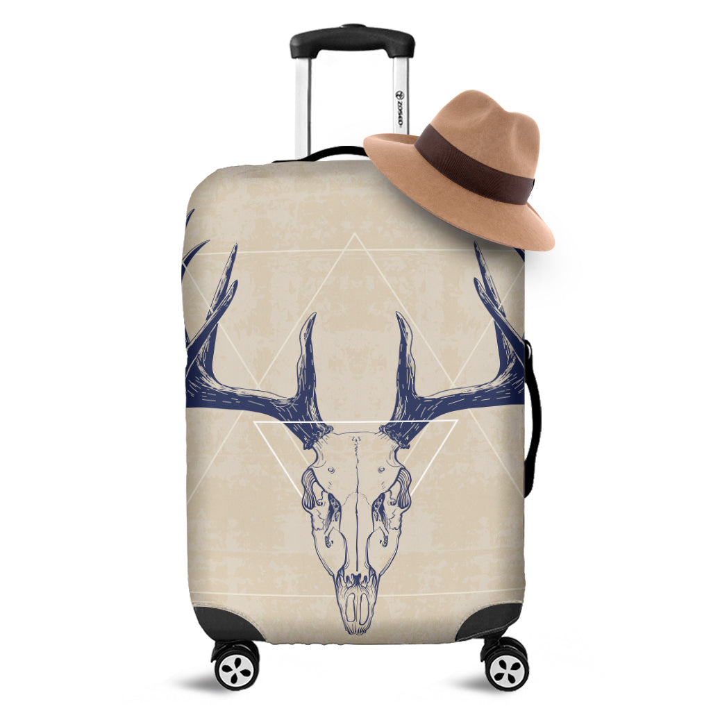 Vintage Deer Skull Print Luggage Cover