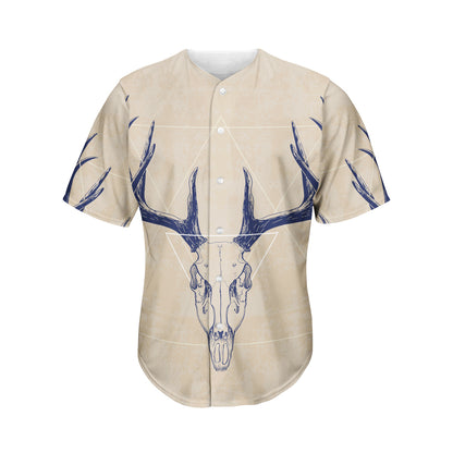 Vintage Deer Skull Print Men's Baseball Jersey