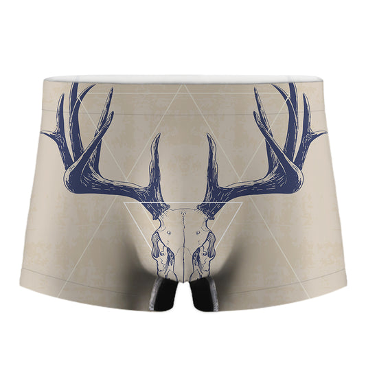 Vintage Deer Skull Print Men's Boxer Briefs