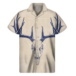 Vintage Deer Skull Print Men's Short Sleeve Shirt