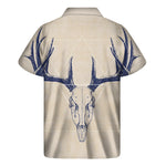Vintage Deer Skull Print Men's Short Sleeve Shirt