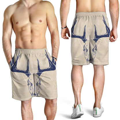 Vintage Deer Skull Print Men's Shorts