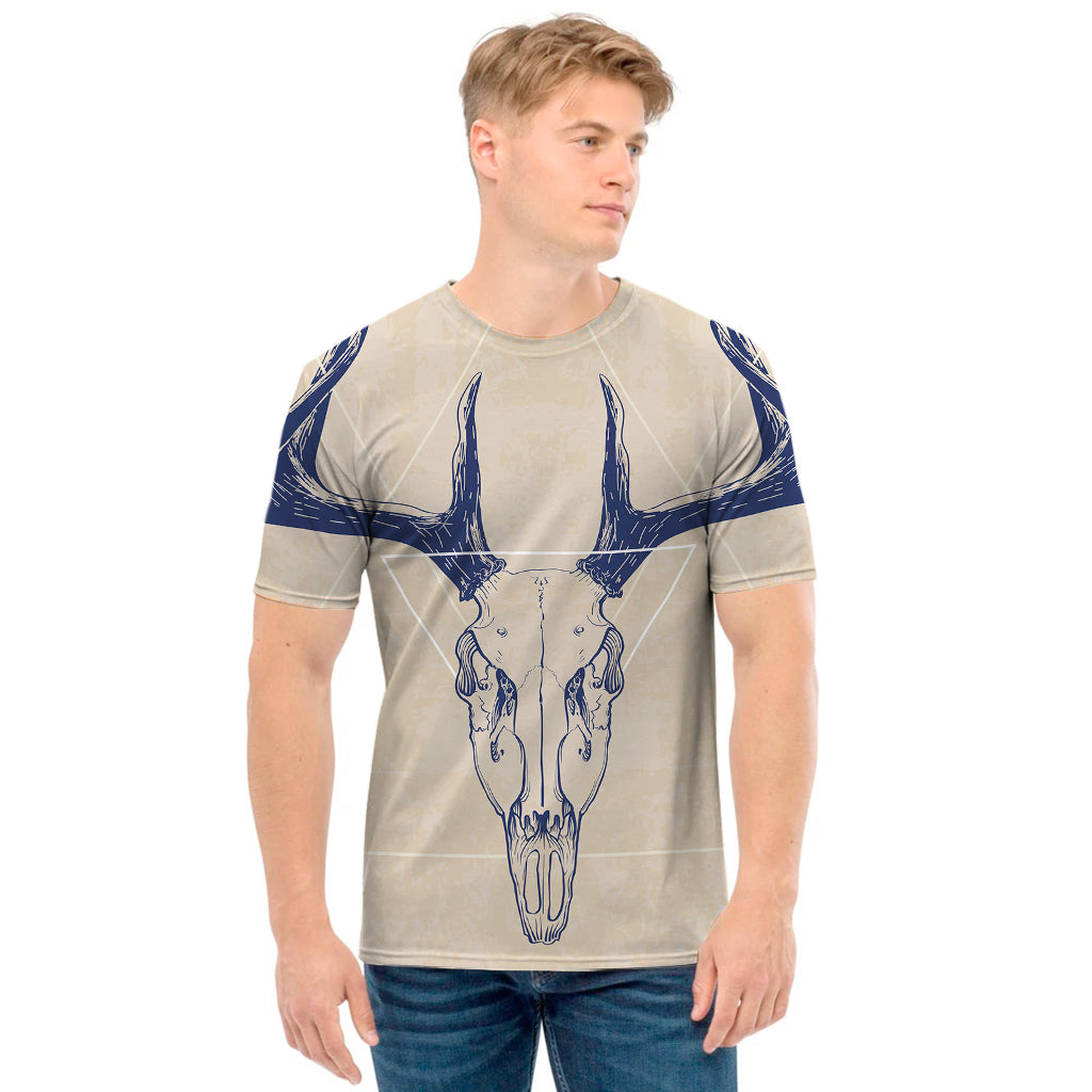 Vintage Deer Skull Print Men's T-Shirt