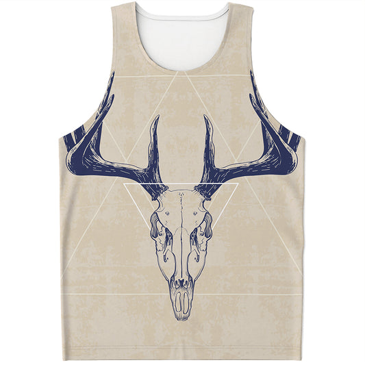 Vintage Deer Skull Print Men's Tank Top