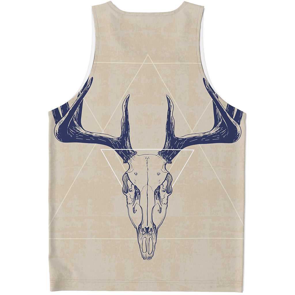 Vintage Deer Skull Print Men's Tank Top