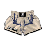 Vintage Deer Skull Print Muay Thai Boxing Shorts