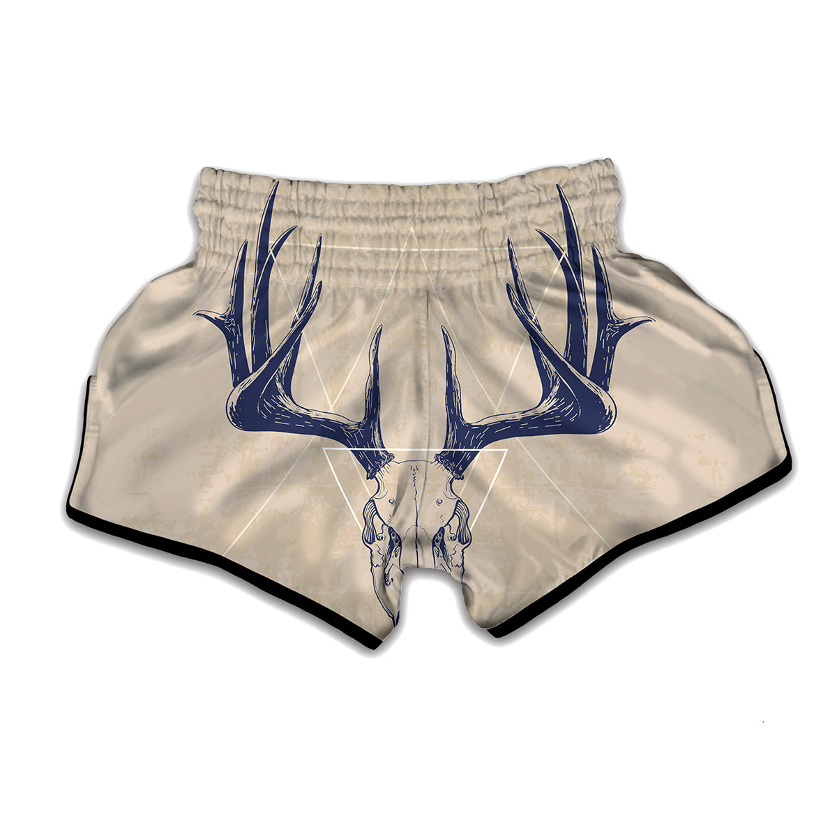 Vintage Deer Skull Print Muay Thai Boxing Shorts