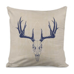 Vintage Deer Skull Print Pillow Cover