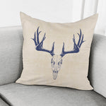 Vintage Deer Skull Print Pillow Cover