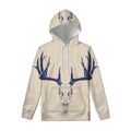 Vintage Deer Skull Print Pullover Hoodie