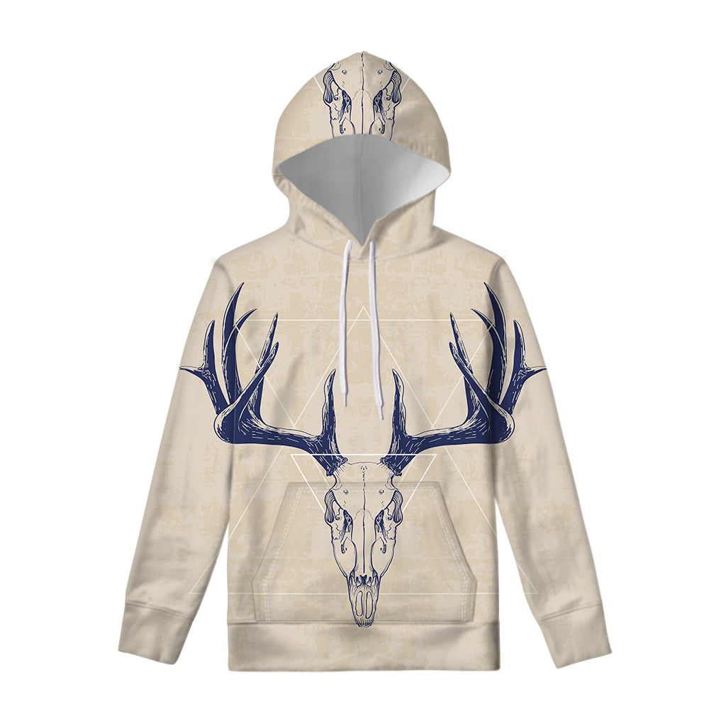 Vintage Deer Skull Print Pullover Hoodie
