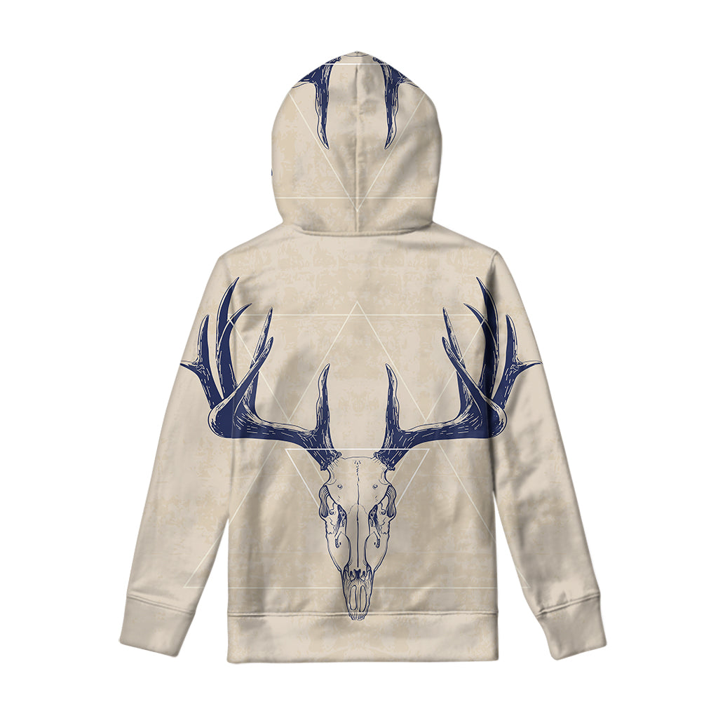Vintage Deer Skull Print Pullover Hoodie