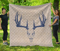 Vintage Deer Skull Print Quilt