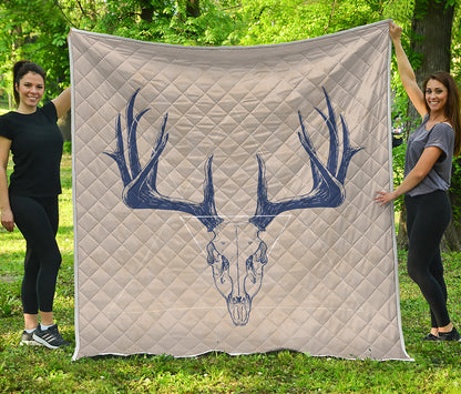 Vintage Deer Skull Print Quilt