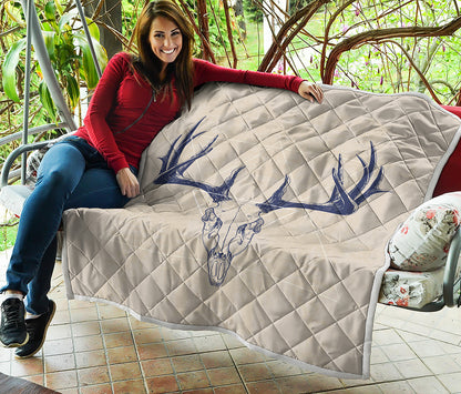 Vintage Deer Skull Print Quilt