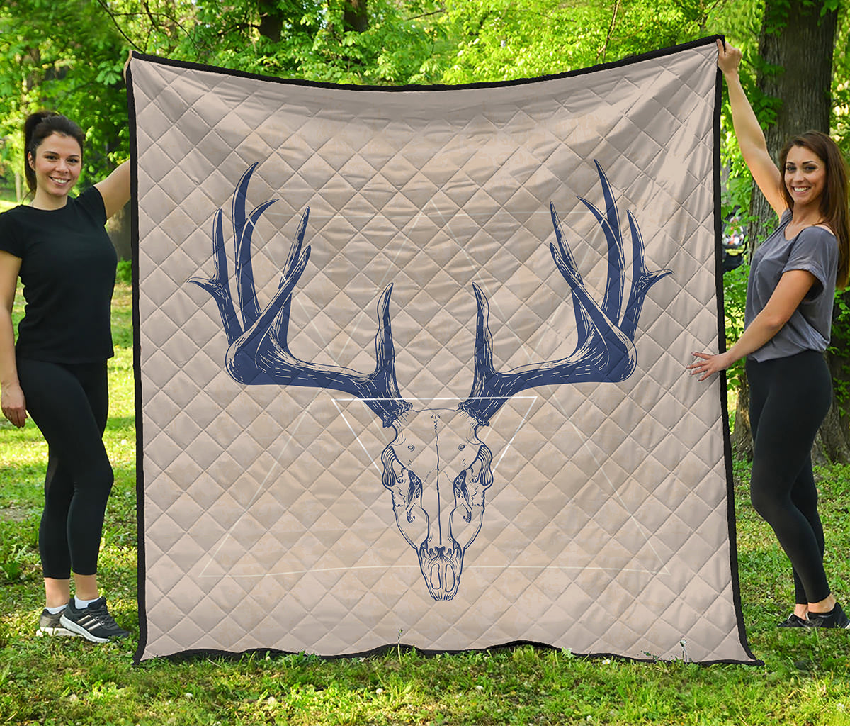 Vintage Deer Skull Print Quilt