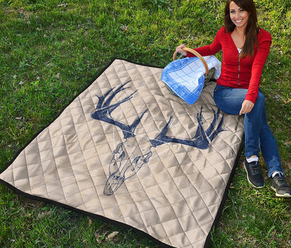 Vintage Deer Skull Print Quilt