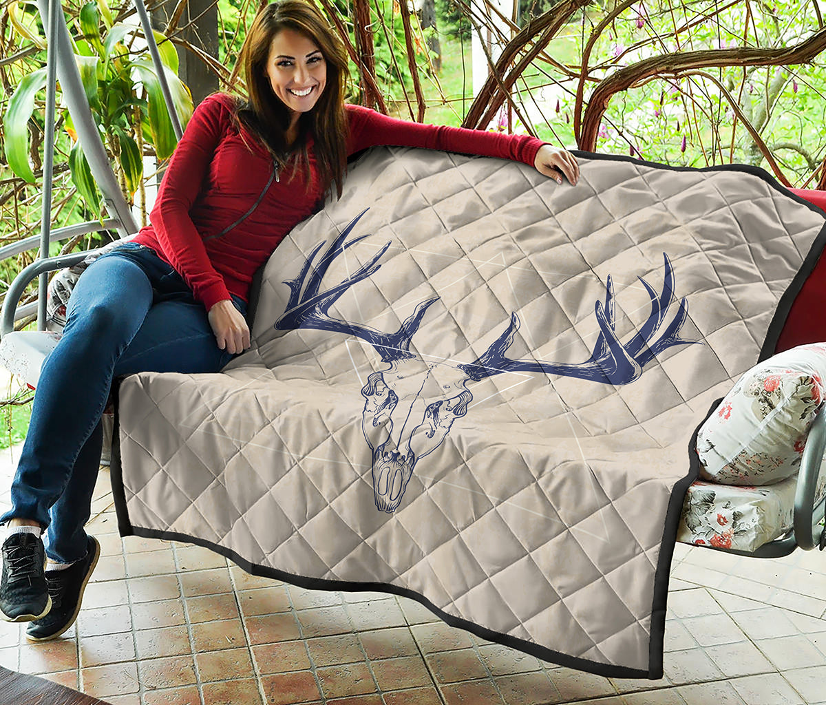 Vintage Deer Skull Print Quilt