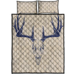 Vintage Deer Skull Print Quilt Bed Set