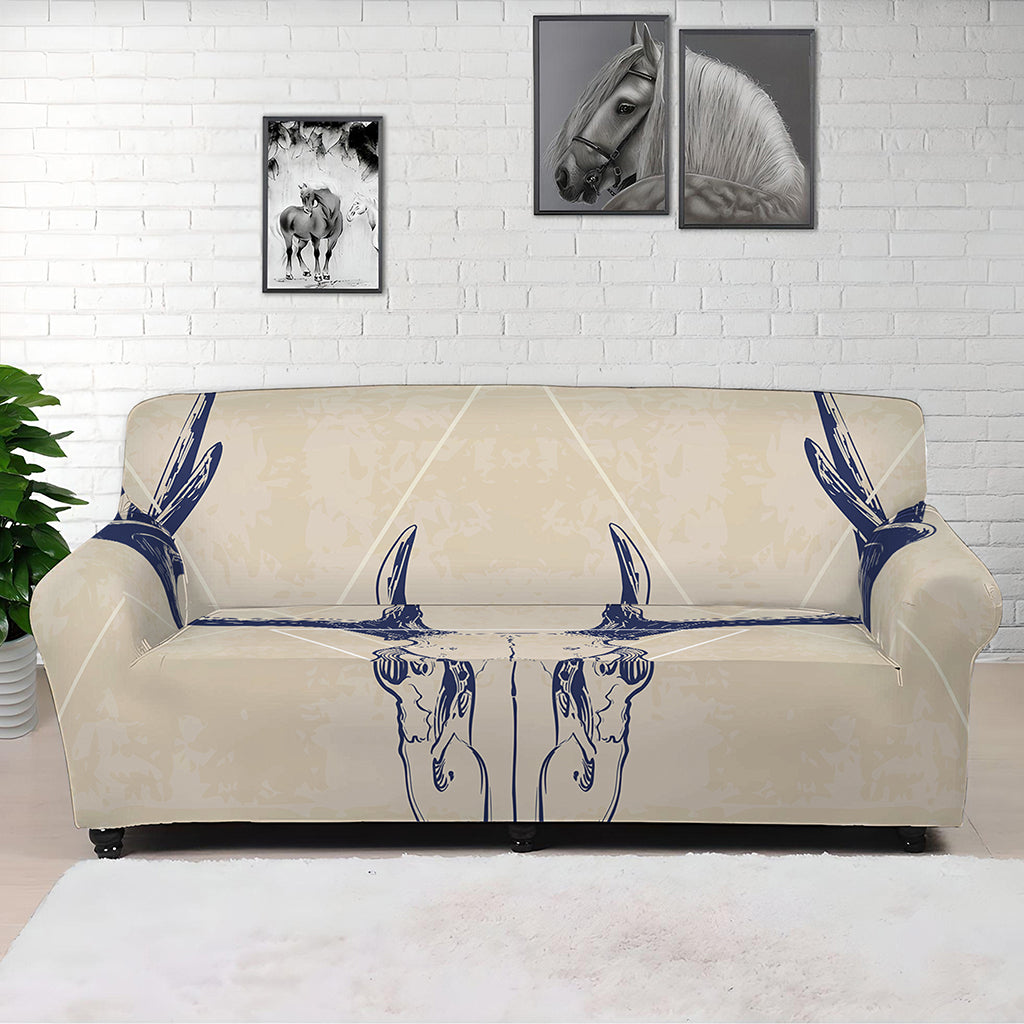 Vintage Deer Skull Print Sofa Cover