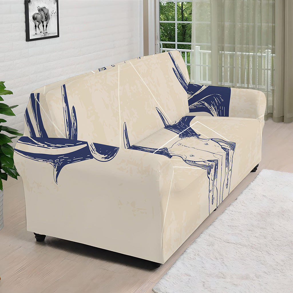 Vintage Deer Skull Print Sofa Cover