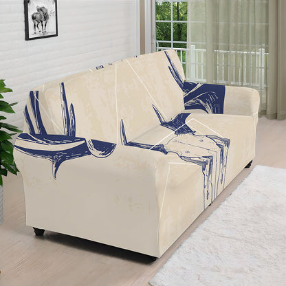 Vintage Deer Skull Print Sofa Cover