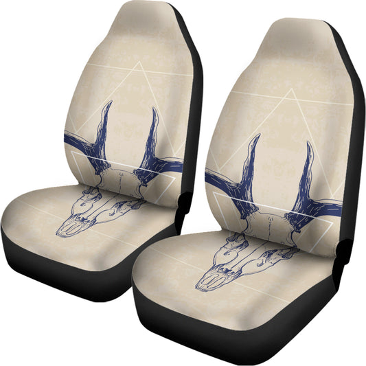 Vintage Deer Skull Print Universal Fit Car Seat Covers